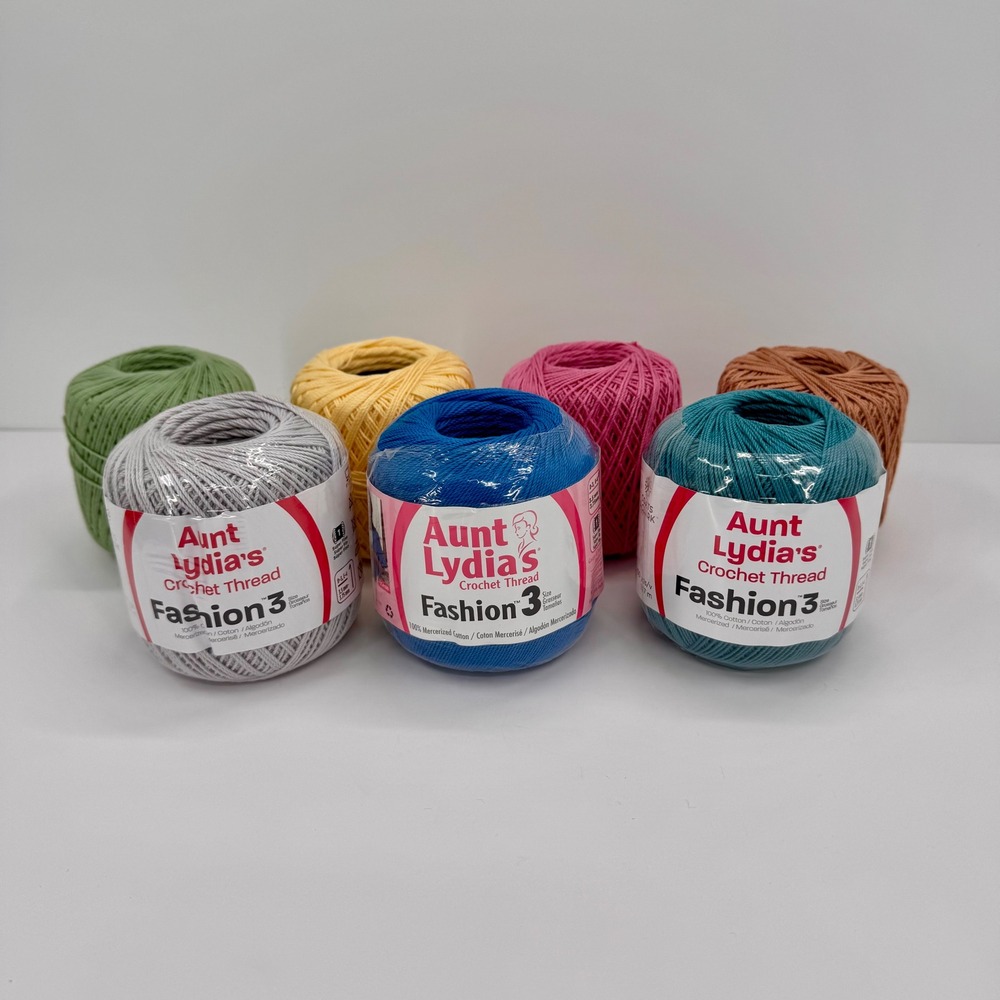 Aunt Lydia's Fashion 3 Crochet Thread Lot 7 Assorted Colors 100% Cotton 150 Yard - Picture 2 of 16